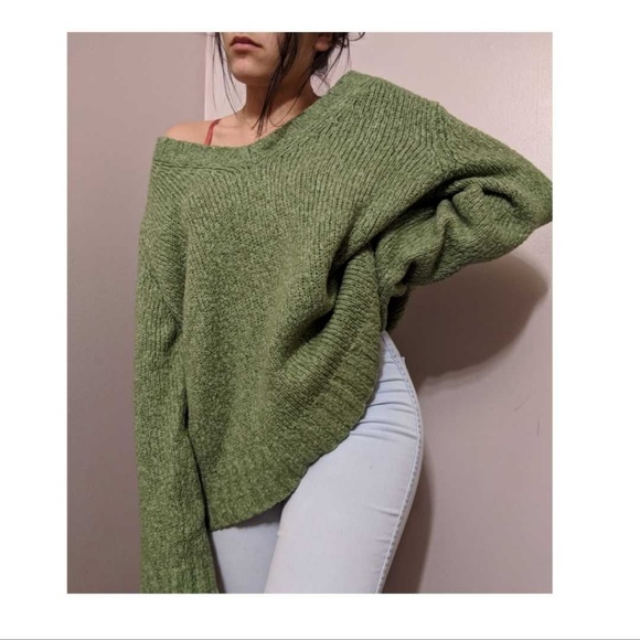 New York & Company Sweaters - OVERSIZED GREEN V NECK SWEATER